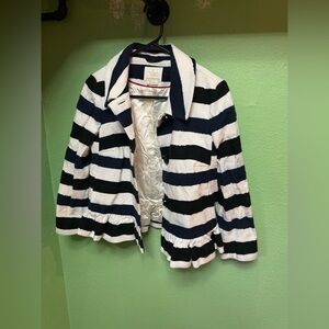 Kate Spade Navy Blue, Black and White Striped Blazer Size 8